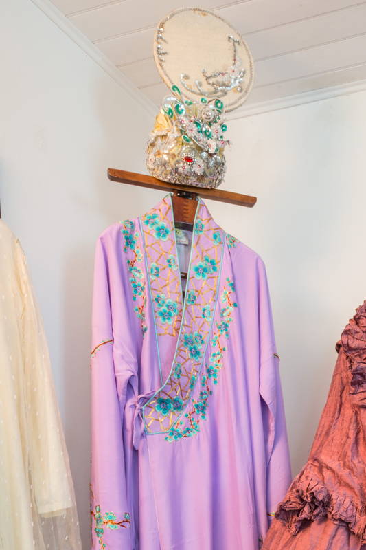 kimono “Pechino” in seta lilla