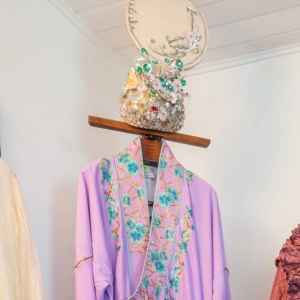 kimono “Pechino” in seta lilla