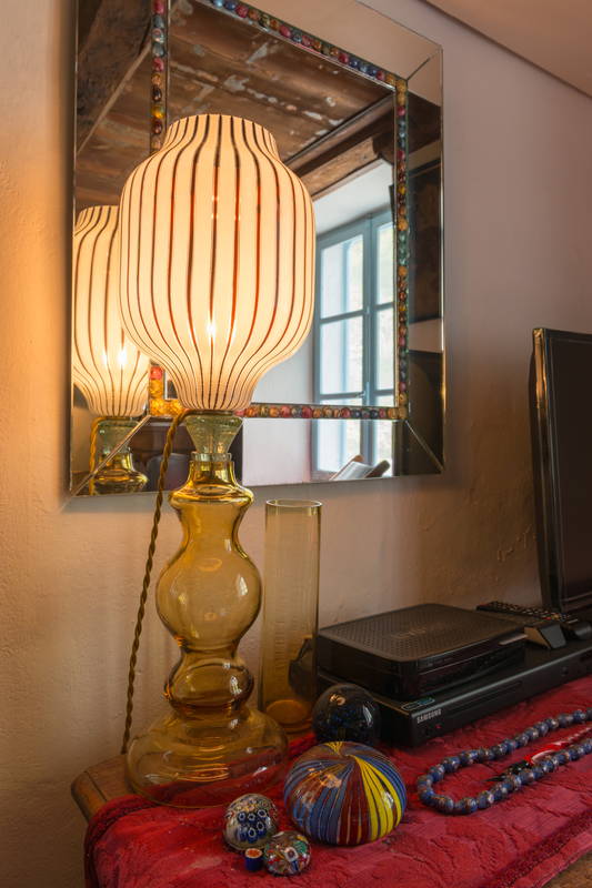 lampada Murano con base ambra anni ’30